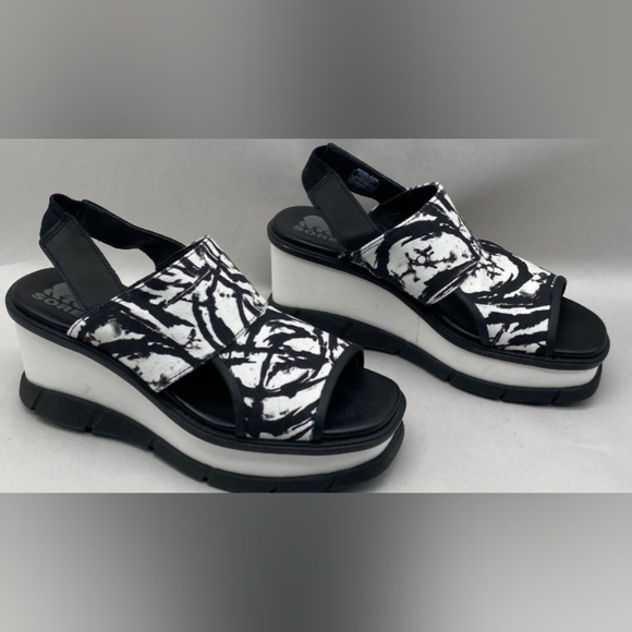 Sorel Black White Joanie III Slingback Wedge Sandals Size 6 NWOT MSRP $129.95 - Picture 8 of 11